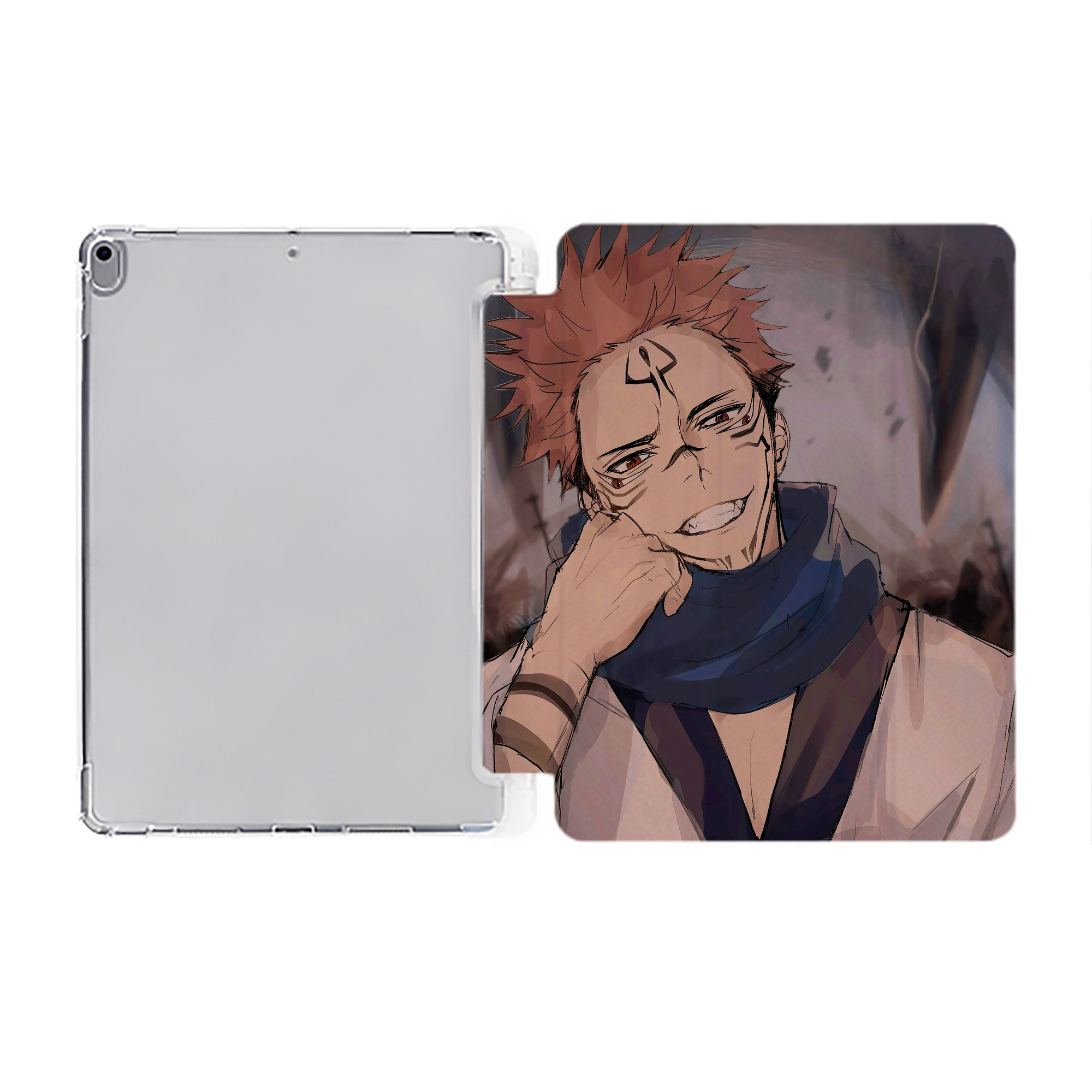 （画像用） 呪術廻戦 Jujutsu Kaisen IPad ケース ペン収納付き 三つ折りスタンド PUレザー×シリコン 対応機種9.5/10.5/10.9インチ
